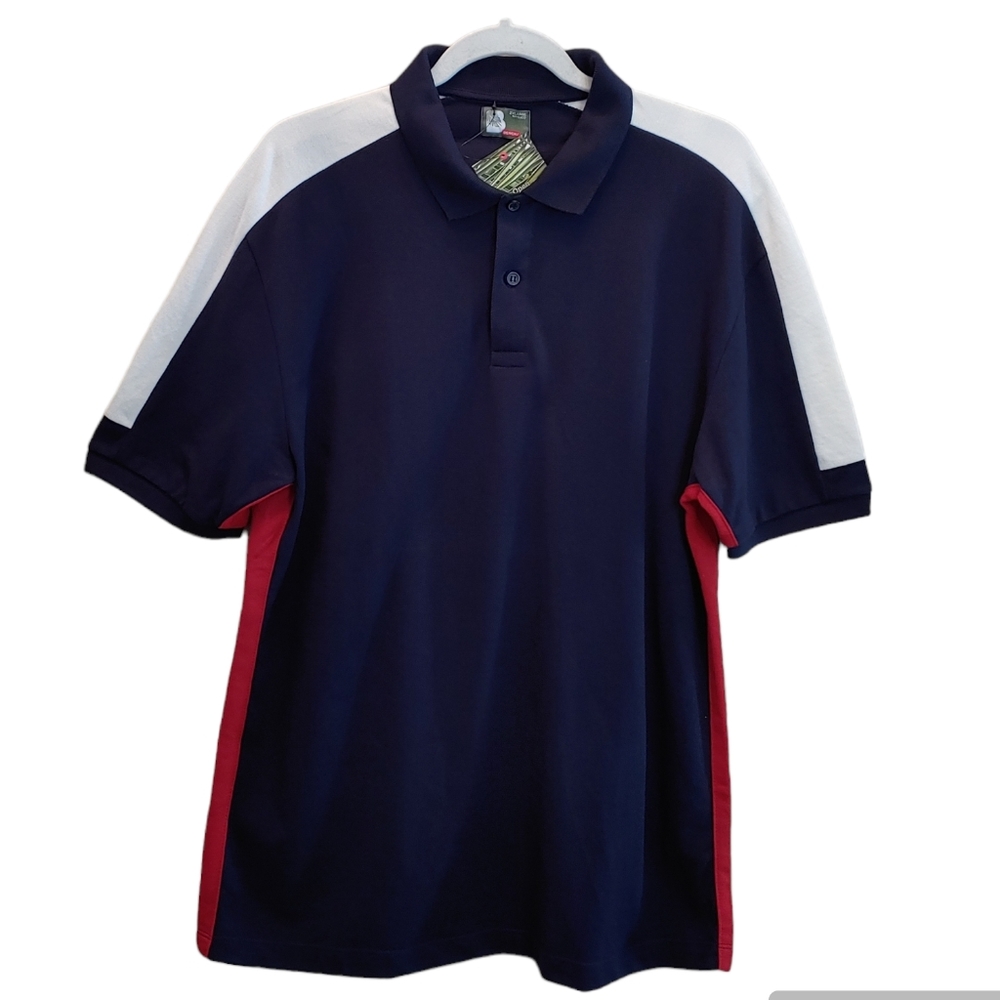 Bench men casual short sleeve collared navy red white polo shirts size 2XL NWT